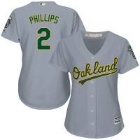 Oakland Athletics #2 Tony Phillips Grey Road Women's Stitched MLB Jersey