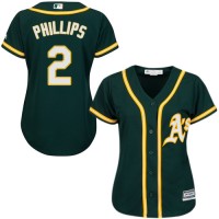 Oakland Athletics #2 Tony Phillips Green Alternate Women's Stitched MLB Jersey