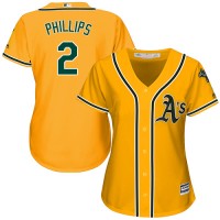 Oakland Athletics #2 Tony Phillips Gold Alternate Women's Stitched MLB Jersey
