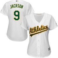 Oakland Athletics #9 Reggie Jackson White Home Women's Stitched MLB Jersey