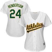 Oakland Athletics #24 Rickey Henderson White Home Women's Stitched MLB Jersey
