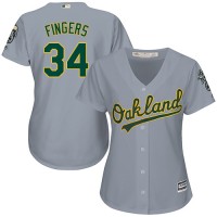 Oakland Athletics #34 Rollie Fingers Grey Road Women's Stitched MLB Jersey