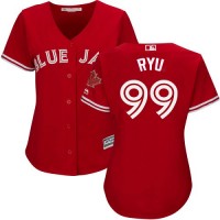 Toronto Blue Jays #99 Hyun-Jin Ryu Red Canada Day Women's Stitched MLB Jersey