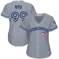 Toronto Blue Jays #99 Hyun-Jin Ryu Grey Road Women's Stitched MLB Jersey
