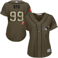 Toronto Blue Jays #99 Hyun-Jin Ryu Green Salute to Service Women's Stitched MLB Jersey