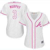 Atlanta Braves #3 Dale Murphy White/Pink Fashion Women's Stitched MLB Jersey