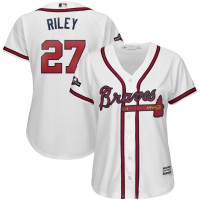 Atlanta Atlanta Braves #27 Austin Riley Majestic Women's 2019 Postseason Official Cool Base Player Jersey White