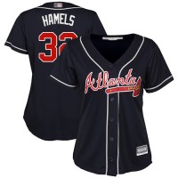 Atlanta Braves #32 Cole Hamels Navy Blue Alternate Women's Stitched MLB Jersey