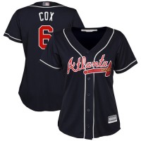 Atlanta Braves #6 Bobby Cox Navy Blue Alternate Women's Stitched MLB Jersey