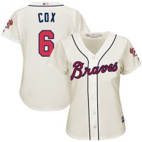 Atlanta Braves #6 Bobby Cox Cream Alternate Women's Stitched MLB Jersey