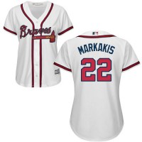 Atlanta Braves #22 Nick Markakis White Home Women's Stitched MLB Jersey
