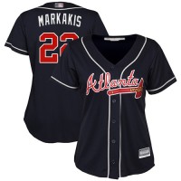Atlanta Braves #22 Nick Markakis Navy Blue Alternate Women's Stitched MLB Jersey