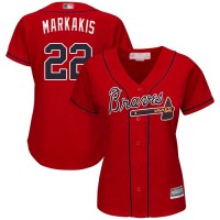 Atlanta Braves #22 Nick Markakis Red Alternate Women's Stitched MLB Jersey