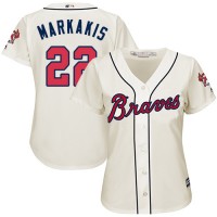 Atlanta Braves #22 Nick Markakis Cream Alternate Women's Stitched MLB Jersey