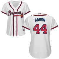 Atlanta Braves #44 Hank Aaron White Home Women's Stitched MLB Jersey