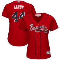 Atlanta Braves #44 Hank Aaron Red Alternate Women's Stitched MLB Jersey
