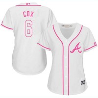 Atlanta Braves #6 Bobby Cox White/Pink Fashion Women's Stitched MLB Jersey