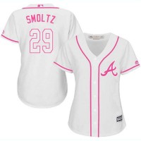 Atlanta Braves #29 John Smoltz White/Pink Fashion Women's Stitched MLB Jersey