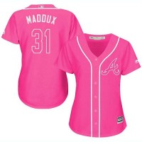 Atlanta Braves #31 Greg Maddux Pink Fashion Women's Stitched MLB Jersey