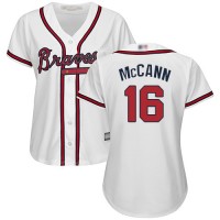 Atlanta Braves #16 Brian McCann White Home Women's Stitched MLB Jersey