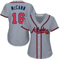 Atlanta Braves #16 Brian McCann Grey Road Women's Stitched MLB Jersey