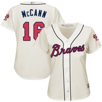 Atlanta Braves #16 Brian McCann Cream Alternate Women's Stitched MLB Jersey
