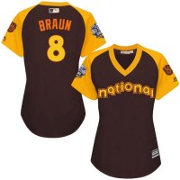 Milwaukee Brewers #8 Ryan Braun Brown 2016 All-Star National League Women's Stitched MLB Jersey
