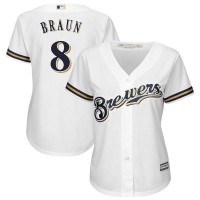 Milwaukee Brewers #8 Ryan Braun White Women's Fashion Stitched MLB Jersey