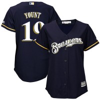 Milwaukee Brewers #19 Robin Yount Navy Blue Alternate Women's Stitched MLB Jersey