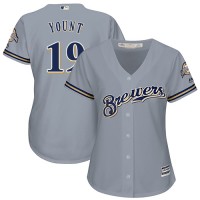 Milwaukee Brewers #19 Robin Yount Grey Road Women's Stitched MLB Jersey