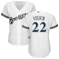 Milwaukee Brewers #22 Christian Yelich White Home Women's Stitched MLB Jersey