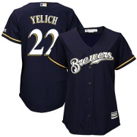 Milwaukee Brewers #22 Christian Yelich Navy Blue Alternate Women's Stitched MLB Jersey