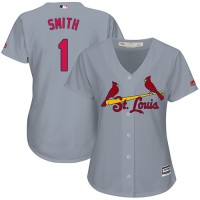 St.Louis Cardinals #1 Ozzie Smith Grey Road Women's Stitched MLB Jersey