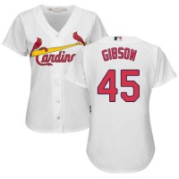 St.Louis Cardinals #45 Bob Gibson White Women's Home Stitched MLB Jersey