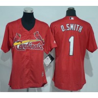 St.Louis Cardinals #1 Ozzie Smith Red Women's Alternate Stitched MLB Jersey