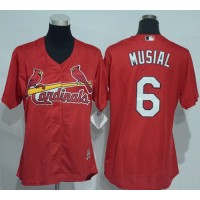 St.Louis Cardinals #6 Stan Musial Red Women's Alternate Stitched MLB Jersey