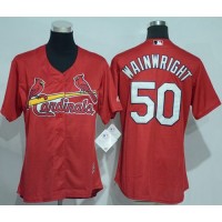 St.Louis Cardinals #50 Adam Wainwright Red Women's Alternate Stitched MLB Jersey