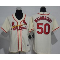 St.Louis Cardinals #50 Adam Wainwright Cream Women's Alternate Stitched MLB Jersey