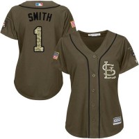 St.Louis Cardinals #1 Ozzie Smith Green Salute to Service Women's Stitched MLB Jersey