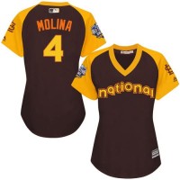 St.Louis Cardinals #4 Yadier Molina Brown 2016 All-Star National League Women's Stitched MLB Jersey