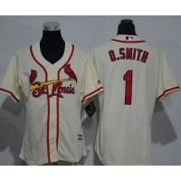 St.Louis Cardinals #1 Ozzie Smith Cream Alternate Women's Stitched MLB Jersey