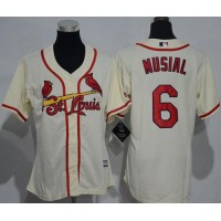 St.Louis Cardinals #6 Stan Musial Cream Alternate Women's Stitched MLB Jersey