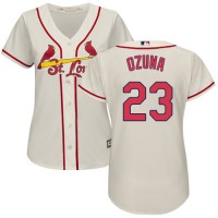 St.Louis Cardinals #23 Marcell Ozuna Cream Alternate Women's Stitched MLB Jersey
