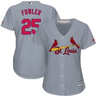 St.Louis Cardinals #25 Dexter Fowler Grey Road Women's Stitched MLB Jersey