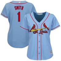 St.Louis Cardinals #1 Ozzie Smith Light Blue Alternate Women's Stitched MLB Jersey
