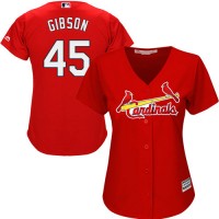 St.Louis Cardinals #45 Bob Gibson Red Alternate Women's Stitched MLB Jersey
