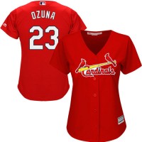 St.Louis Cardinals #23 Marcell Ozuna Red Alternate Women's Stitched MLB Jersey
