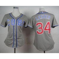 Chicago Cubs #34 Jon Lester Grey Alternate Road Women's Stitched MLB Jersey