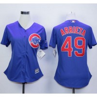 Chicago Cubs #49 Jake Arrieta Blue Alternate Women's Stitched MLB Jersey