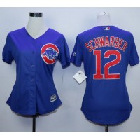 Chicago Cubs #12 Kyle Schwarber Blue Alternate Women's Stitched MLB Jersey